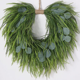 "Amorly 22"" Artificial Eucalyptus&saw Grass Wreath For Front Door Decor Faux Eucalyptus Greenery Hanging Wreath,for Outdoor/wall/farmhouse" - thumbnail 1