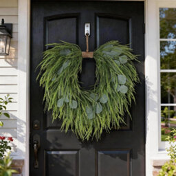"Amorly 22"" Artificial Eucalyptus&saw Grass Wreath For Front Door Decor Faux Eucalyptus Greenery Hanging Wreath,for Outdoor/wall/farmhouse" - thumbnail 2