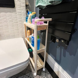 Froppi™ Kitchen Storage 7 Inches Slim Storage Trolley, 3 Tier Cream White Bathroom Shelf Unit With Handle L50.5 W17.5 H76 Cm - thumbnail 5
