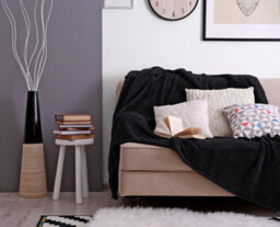 Waffle Flannel Fleece Throw Blanket Soft Warm Sofa Bed Travel (Black, Single) - Pack Of 2 - thumbnail 4
