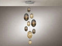 Luminosa Lighting Luminosa Ovila Modern Cluster Drop 9 Light Led Pendant Light, Oval Cognac & Smoke Grey Shades - Uk Stock - thumbnail 5