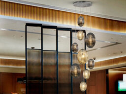 Luminosa Lighting Luminosa Ovila Modern Cluster Drop 9 Light Led Pendant Light, Oval Cognac & Smoke Grey Shades - Uk Stock