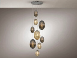 Luminosa Lighting Luminosa Ovila Modern Cluster Drop 9 Light Led Pendant Light, Oval Cognac & Smoke Grey Shades - Uk Stock - thumbnail 4
