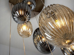 Luminosa Lighting Luminosa Ovila Modern Cluster Drop 9 Light Led Pendant Light, Oval Cognac & Smoke Grey Shades - Uk Stock - thumbnail 3