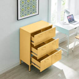 Furniturebox Uk Teksi Mustard Yellow Metal 6 Drawer Sideboard - thumbnail 3