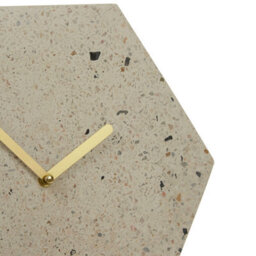 Orsina Geometric Terazzo Clock With Gold Toned Hands,versatile Hexagonal Wall Clock,compact Decorative Timepiece - thumbnail 4