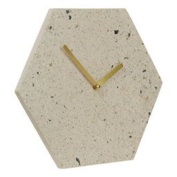 Orsina Geometric Terazzo Clock With Gold Toned Hands,versatile Hexagonal Wall Clock,compact Decorative Timepiece - thumbnail 2