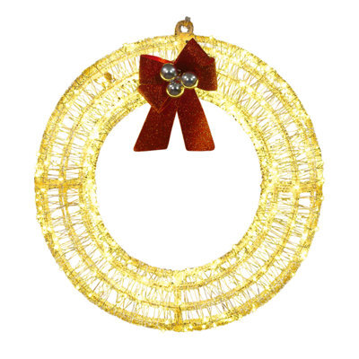 Snowtime Led 38Cm Acrylic Christmas Wreath Decoration With 240 Warm White Lights - image 1