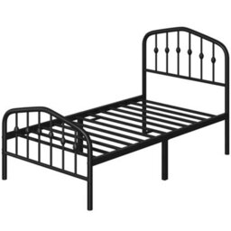 Yaheetech Black 3Ft Single Metal Bed Frame With Arched Headboard And Footboard - thumbnail 2