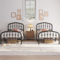 Yaheetech Black 3Ft Single Metal Bed Frame With Arched Headboard And Footboard - thumbnail 3
