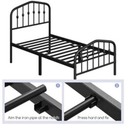 Yaheetech Black 3Ft Single Metal Bed Frame With Arched Headboard And Footboard - thumbnail 8