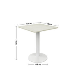 Living And Home White Wooden Square Coffee Table Dining Table With Metal Base 600 X 600 mm - thumbnail 3