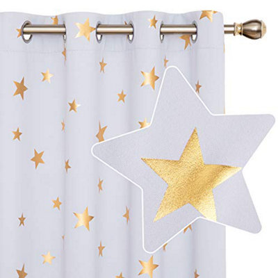 Deconovo Eyelet Curtains, Gold Star Foil Printed Blackout Curtains For Living Room, 66 X 72 Inch(W X L), Silver Grey, 2 Panels - image 1