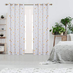 Deconovo Eyelet Curtains, Gold Star Foil Printed Blackout Curtains For Living Room, 66 X 72 Inch(W X L), Silver Grey, 2 Panels - thumbnail 2