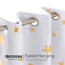 Deconovo Eyelet Curtains, Gold Star Foil Printed Blackout Curtains For Living Room, 66 X 72 Inch(W X L), Silver Grey, 2 Panels - thumbnail 3
