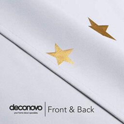 Deconovo Eyelet Curtains, Gold Star Foil Printed Blackout Curtains For Living Room, 66 X 72 Inch(W X L), Silver Grey, 2 Panels - thumbnail 4