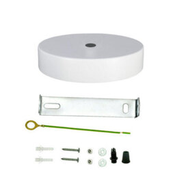 White Ceiling Rose Light Fitting 120mm Metal Round Single Outlet Cover Plate With Accessories For Chandeliers And Wall Lamp - thumbnail 6