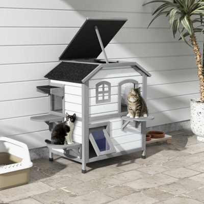 Pawhut Kitten Condo With Openable Roof, Catio Enclosure Furniture, White - image 1