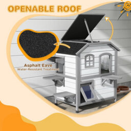 Pawhut Kitten Condo With Openable Roof, Catio Enclosure Furniture, White - thumbnail 4