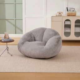 Matteo Giant Shell-Shaped Faux Fur Bean Bag Chair For Adults - High-Rebound Memory Foam, Light Grey - thumbnail 8