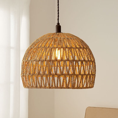 Handwoven Boho Coastal Ceiling Light Shade - Natural Wicker Pendant Lampshade  30Cm - image 1