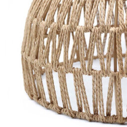 Handwoven Boho Coastal Ceiling Light Shade - Natural Wicker Pendant Lampshade  30Cm - thumbnail 8