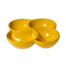Verano Spanish Ceramics Selena 4 Past Section Snack Dish Glazed Hand Dipped Kitchen Dining Dishware 25Cm (D) Yellow - thumbnail 1