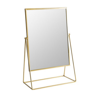 Harbour Housewares Metallic Vanity Mirror - 50 X 32Cm Gold Adjustable Tilt Dressing Table Mirror Sleek Modern Makeup Mirror - image 1