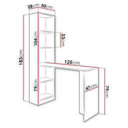 B1 Universal Desk With Shelves Storage Unit For Office And Home White - thumbnail 3