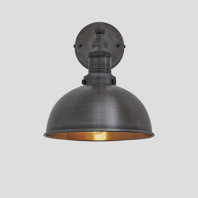 Industville Brooklyn Dome Wall Light, 8 Inch, Pewter & Copper, Pewter Holder - image 1