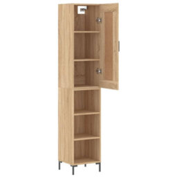 Berkfield Elegant Highboard Sonoma Oak 34.5X34X180 Cm Engineered Wood - thumbnail 4