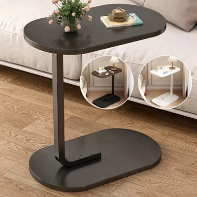 Black C-Shaped Side Table, Slide Under Sofa Coffee Table - image 1
