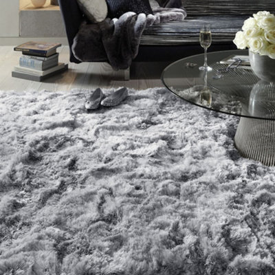 Plush Silver Luxury Shaggy Polyester Modern Luxurious Handmade Sparkle Rug For Living Room And Bedroom-70Cm X 140Cm - image 1