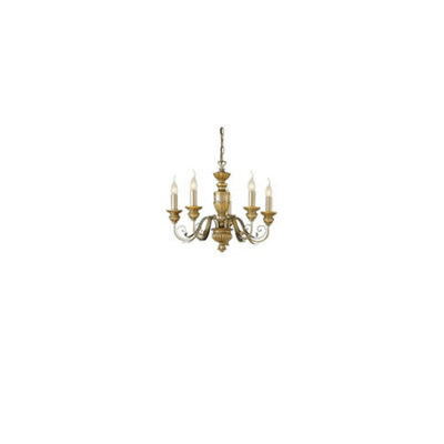 Ideal Lux Dora 5 Light Chandelier Antique Brass Finish, E14