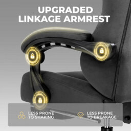Luckracer Fabric Gaming Chair, Ergonomic Height Adjustable Computer Chair With Footrest And Lumbar Support, Grey - thumbnail 4