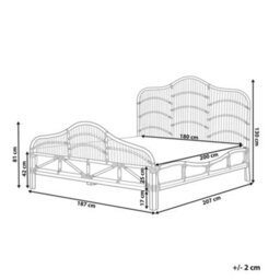 Beliani Bed Rattan Domeyrot 180 X 200 Cm (Eu Super King) Light Brown - thumbnail 3