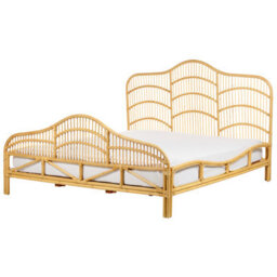 Beliani Bed Rattan Domeyrot 180 X 200 Cm (Eu Super King) Light Brown - thumbnail 1