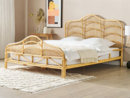 Beliani Bed Rattan Domeyrot 180 X 200 Cm (Eu Super King) Light Brown - thumbnail 2