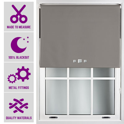 Triple Square Eyelet Blackout Roller Blind With Metal Fittings Free Alteration By Furnished - Dark Grey (W)240Cm X (L)165Cm