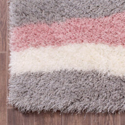 Grey Handmade Shaggy Sparkle Striped Easy To Clean Polyester Rug For Living Room, Bedroom - 180Cm X 270Cm - thumbnail 4