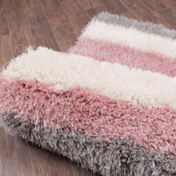 Grey Handmade Shaggy Sparkle Striped Easy To Clean Polyester Rug For Living Room, Bedroom - 180Cm X 270Cm - thumbnail 6