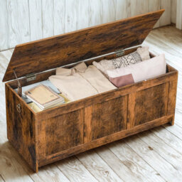 FURNOLD Large Industrial Wooden Storage Box Chest Trunk Rustic Brown