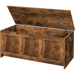 FURNOLD Large Industrial Wooden Storage Box Chest Trunk Rustic Brown - thumbnail 6