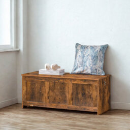 FURNOLD Large Industrial Wooden Storage Box Chest Trunk Rustic Brown - thumbnail 4