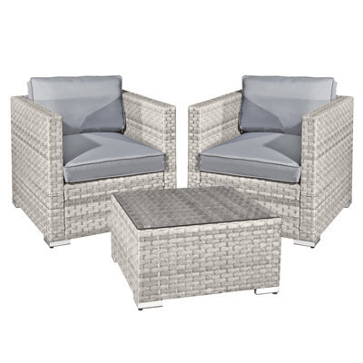 OSeasons Malta Rattan 2 Seat Tea For Two Set In Dove Grey - image 1