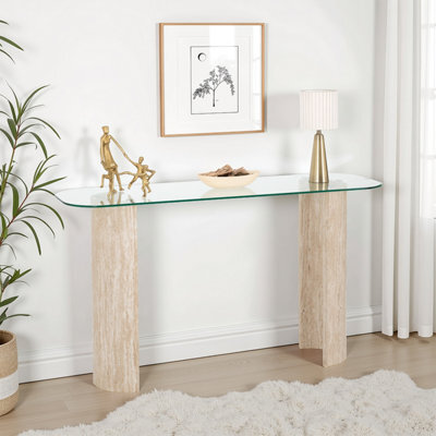 Seconique Modena Console Table - Cream Marble Effect - image 1