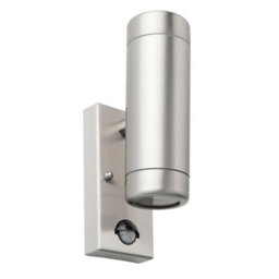 Luminosa Lighting Luminosa Odyssey Pir Motion Sensor Up Down Wall Lamp Brushed Stainless Steel & Clear Glass Ip44 - thumbnail 2