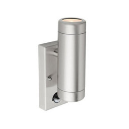 Luminosa Lighting Luminosa Odyssey Pir Motion Sensor Up Down Wall Lamp Brushed Stainless Steel & Clear Glass Ip44 - thumbnail 4