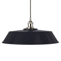 Navy Blue Large Chancery Painted Dome Pendant Light With Nickel Lamp Holder And Grey Twisted Cable - Se Home - thumbnail 1