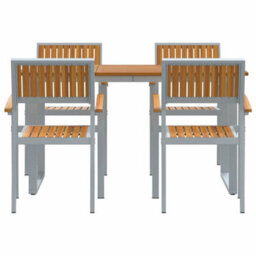 Berkfield Garden Dining Set 5 Pcs Grey And Brown 140 X 80 X 75 Cm - thumbnail 7